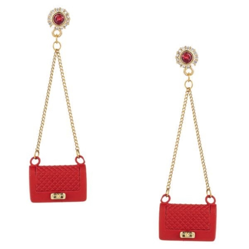 Eye Candy LA Luxe Goldtone & Cubic Zirconia Purse Drop Earrings